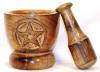 Wooden Pentagram Mortar & Pestle