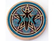 Triple Moon Goddess Wooden Altar Tile