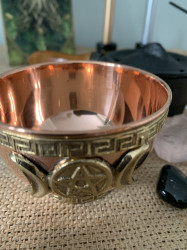 Copper & Brass Triple Moon Ritual Offering Altar Bowl