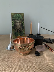 Copper & Brass Triple Moon Ritual Offering Altar Bowl