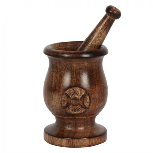 Wooden Triple Moon Mortar & Pestle